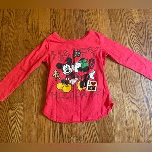 Disney Mickey and Minnie 3T Red Long Sleeve Holiday shirt